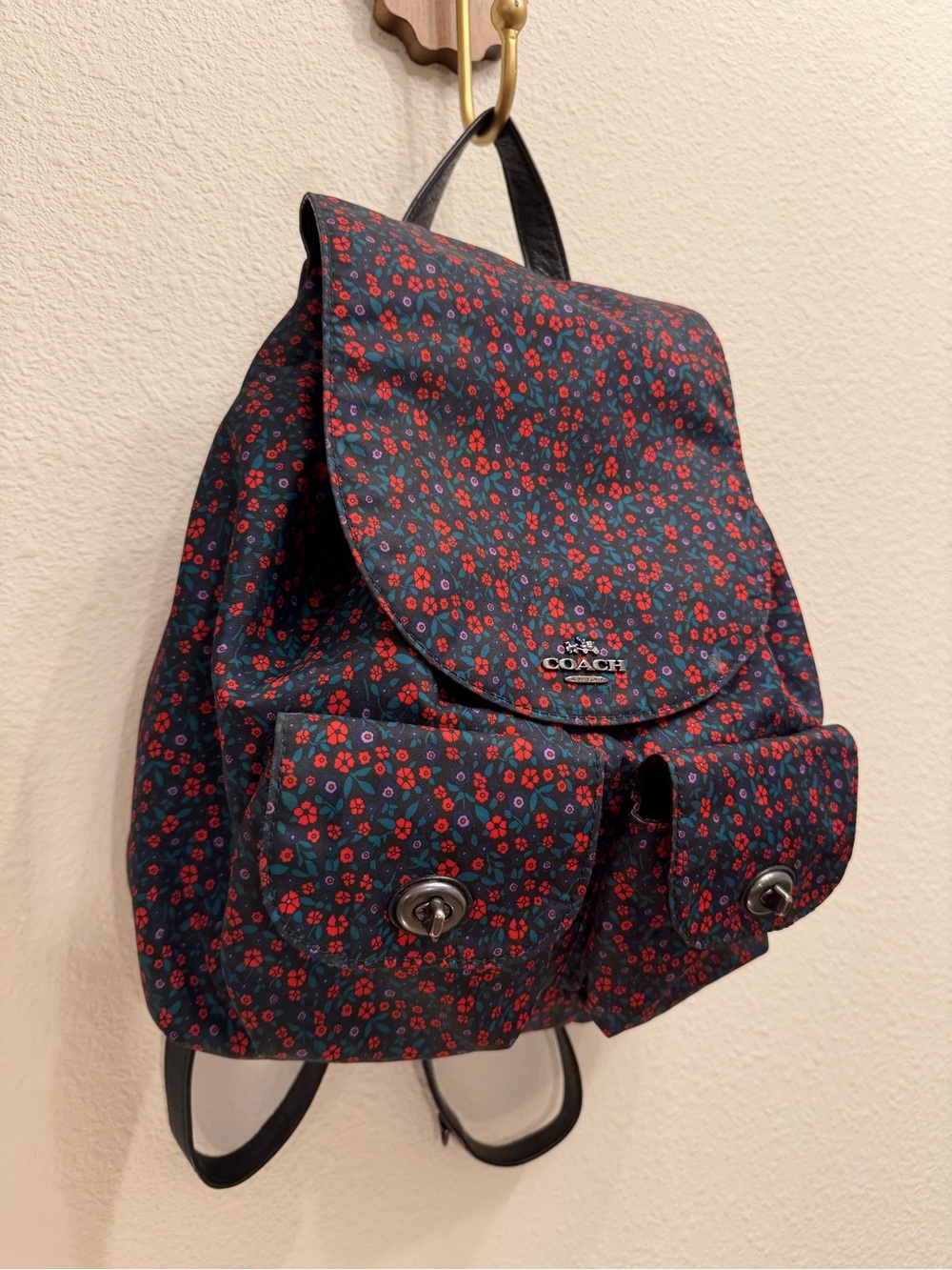 Coach Nylon Floral Drawstring Backpack - Picture 3 of 11